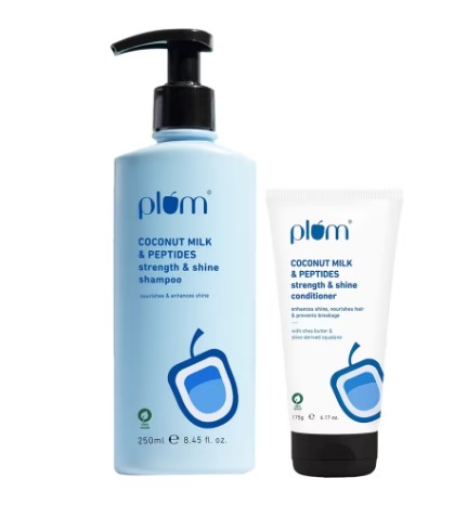 Plum Coconut Milk & Peptides Shampoo & Conditioner Combo for Strong & Shiny Hair